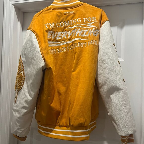 Blac Leaf Wheat Signature Letterman Bomber Jacket - Picture 3 of 3